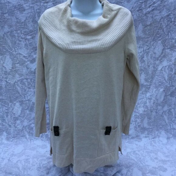 JEANNE PIERRE Cream Mock Neck Sweater Long Sleeve - Picture 1 of 7